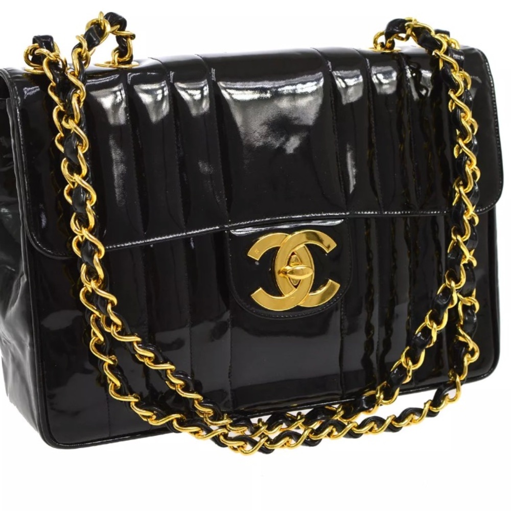Patent leather large Chanel bag like new